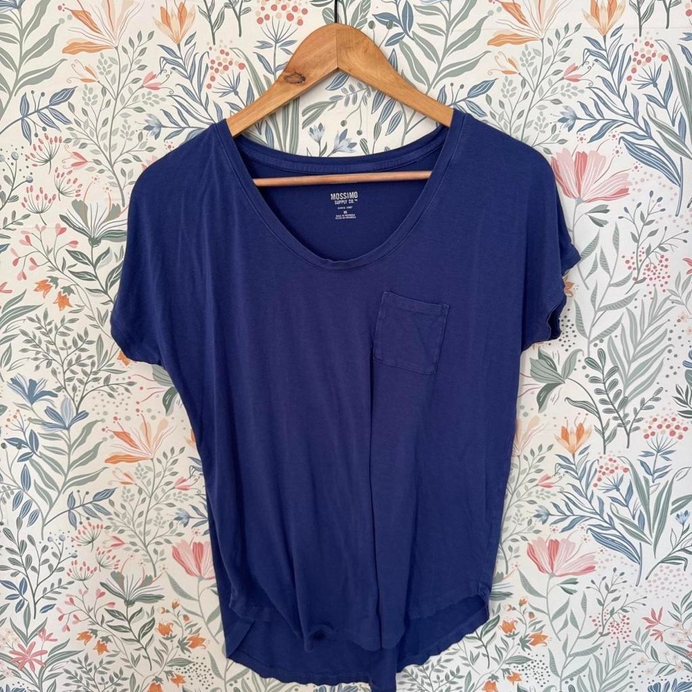 Mossimo Supply Co. Blue V-Neck Pocket Tee